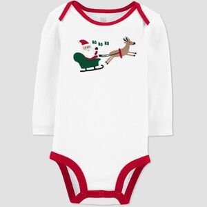 Carter's Just One You Baby Santa Reindeer Bodysuit White Newborn